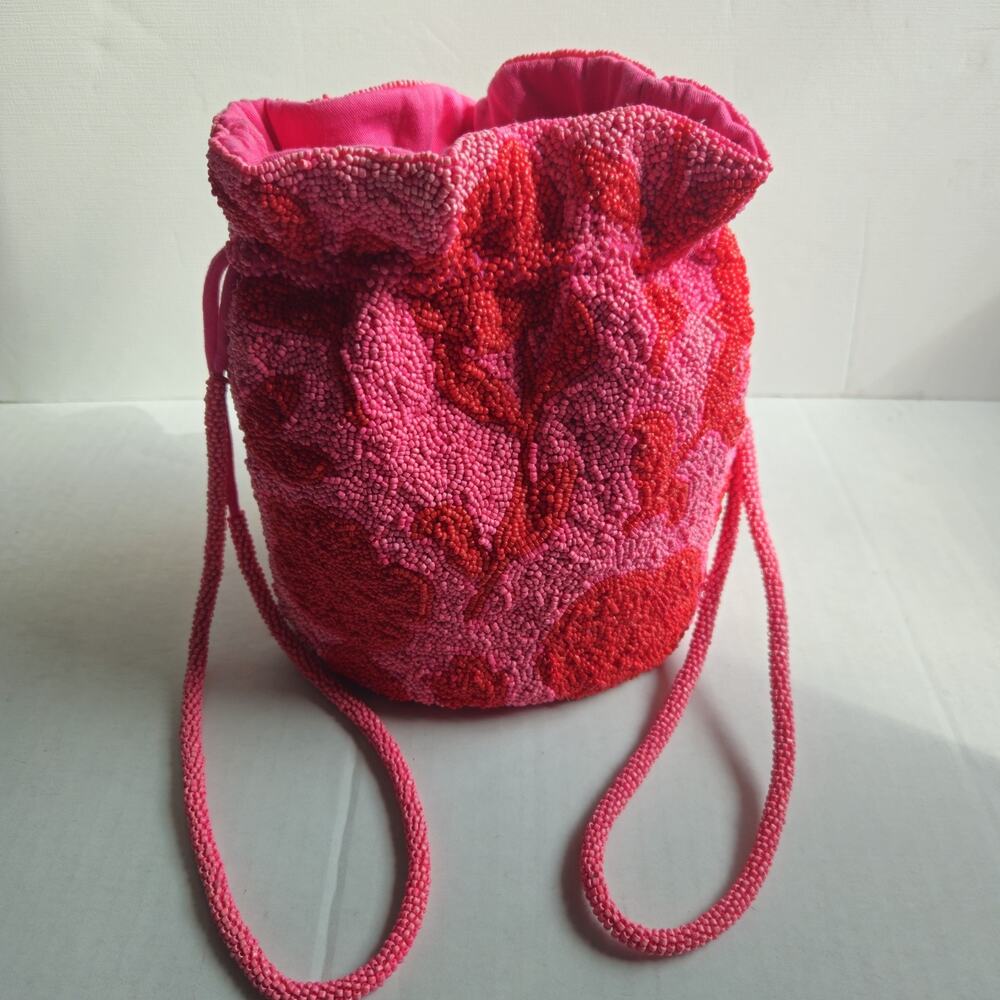 Kate Spade New York x Target Beaded Classic Rose Drawstring Bucket Bag Pink/ Red